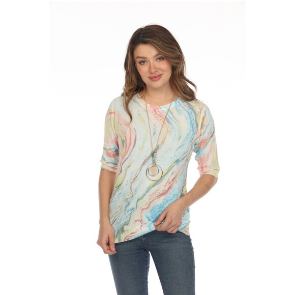 Colorful Waves Print Mesh Top - Picture 8 of 12